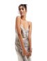 Miss Selfridge metallic maxi slip dress in silver