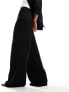 ASOS DESIGN pull on slub wide leg trouser in black 34 - фото #1