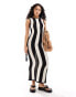 ASOS DESIGN knitted textured vertical stripe midaxi dress in mono