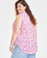 Фото #4 товара Trendy Plus Size Floral-Print Smocked-Trim Top, Created for Macy's