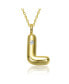 14k Gold Plated Cubic Zirconia Initial Pendant Bubble Letter Necklace