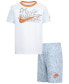 Фото #1 товара Little Boys Futura Logo Graphic T-Shirt & French Terry Shorts, 2 Piece Set