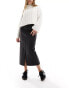 Фото #1 товара Object coated midi skirt with split front in black