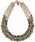 Фото #1 товара Gold-Tone Beaded Multi-Row 20" Statement Necklace