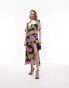 Фото #1 товара Topshop Austin bold floral print angel sleeve midi occasion dress in multi