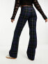 Weekday low rise flare trousers in check