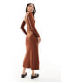 Фото #3 товара Scalpers square knit dress in terracotta