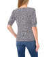 Women's Tiny Floral Printed Puff Sleeve Knit Top