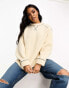 Фото #1 товара ASOS DESIGN borg sweatshirt with contrast stitch detail in neutral