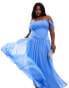 ASOS DESIGN Curve drape off shoulder dropped waist maxi dress in cornflower blue