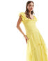 Фото #4 товара ASOS DESIGN ruffle midi dress with flutter sleeves in yellow