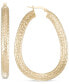 ფოტო #1 პროდუქტის Textured Pear Hoop Earrings in 14k Gold-Plated Sterling Silver