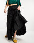 COLLUSION tiered maxi skirt in black 36 - фото #8