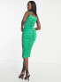 Фото #3 товара AX Paris ruched cami square neck midi dress in green