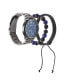 ფოტო #2 პროდუქტის Men's Quartz Movement Shiny Gunmetal Bracelet Analog Watch, 45mm with Stackable Bracelet Set and Zippered Travel Pouch