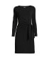 Plus Size Boatneck Long Sleeve Tie Waist Dress Черный, 3X - фото #3