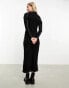 Фото #6 товара Vero Moda lettuce edge jersey maxi dress with long sleeves in black with contrast stitching