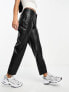 Mango cropped faux leather cigarette trousers in black 36 - фото #7