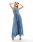 Vila Bridesmaid halterneck maxi dress in blue