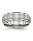 Фото #1 товара Stainless Steel Brushed and Polished 7mm Ridged Edge Band Ring