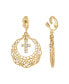 Gold-Tone Crystal Cross Clip Earrings