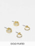 Pieces exclusive 18k plated 2 pack huggie earrings in gold