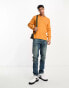 ASOS DESIGN oversized knitted essential rib polo jumper in orange