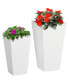 Фото #1 товара 2-Pack Outdoor Planter Set, MgO Flower Pots with Drainage Holes, Durable & Stackable, for Entryway, Patio, Yard, Garden, White