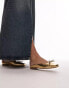 Фото #3 товара Topshop Bali leather square toe ballet mules in gold