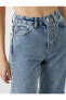 Фото #5 товара Yüksek Bel Dizleri Yırtık Kot Pantolon - Longer Straight Fit Jean