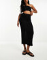 New Look ribbed midaxi skirt in black