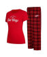 ფოტო #1 პროდუქტის Women's Red, Black Detroit Red Wings Arctic T-shirt and Pajama Pants Sleep Set