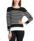 Фото #1 товара Juniors' Striped Ribbed Button-Cuff Sweater