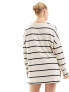 New Look long sleeve knitted top in cream and black stripe