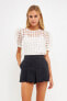 Women's Plaid Sheer Puff Sleeve Top