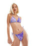 Фото #1 товара Monki tie side bikini bottom in purple swirl print