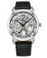 ფოტო #1 პროდუქტის Women's Automatic Black Genuine Leather Strap Watch 40mm