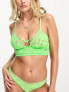 ASOS DESIGN Emi fishnet lace longline soft bra in bright green