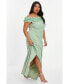 Фото #2 товара Plus Size Ruffle Bardot Ruched Maxi Dress