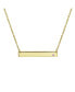 Horizontal Sideway Flat Bar Name Plated Pendant Necklace Gold Plated Sterling Silver With Crystal Розовый, 16 - фото #1