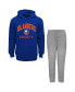 Фото #1 товара Toddler Boys and Girls Blue, Heather Gray New York Islanders Play by Play Pullover Hoodie and Pants Set