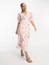 Nobody's Child Demi puff sleeve broderie midi dress in blush floral