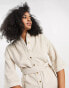 Фото #2 товара Whistles cotton belted corduroy mini shirt dress in cream - CREAM