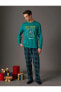 Uzun Kollu Pijama Takımı Yılbaşı Temalı Baskılı