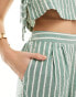 Фото #2 товара Nobody's Child Parker wide leg trouser co-ord in green pinstripe