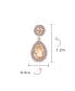 ფოტო #5 პროდუქტის Fashion Pink Simulated Morganite AAA CZ Halo Pear Shaped Teardrop Dangle Earrings For Women Prom Rose Gold Plated Brass