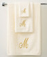 Monogram Initial Script Ivory & Gold Fingertip Towel, 11" x 18"
