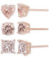 Фото #3 товара 3-Pc. Set Simulated Morganite Mixed-Cut Stud Earrings (3-1/2 ct. t.w.) in Rose Gold-Plated Sterling Silver