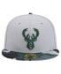 Фото #2 товара Men's Gray Milwaukee Bucks Active Color Camo Visor 59fifty Fitted Hat