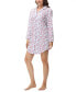 Women's Long Sleeve Notch Collar Sleepshirt Nightgown
